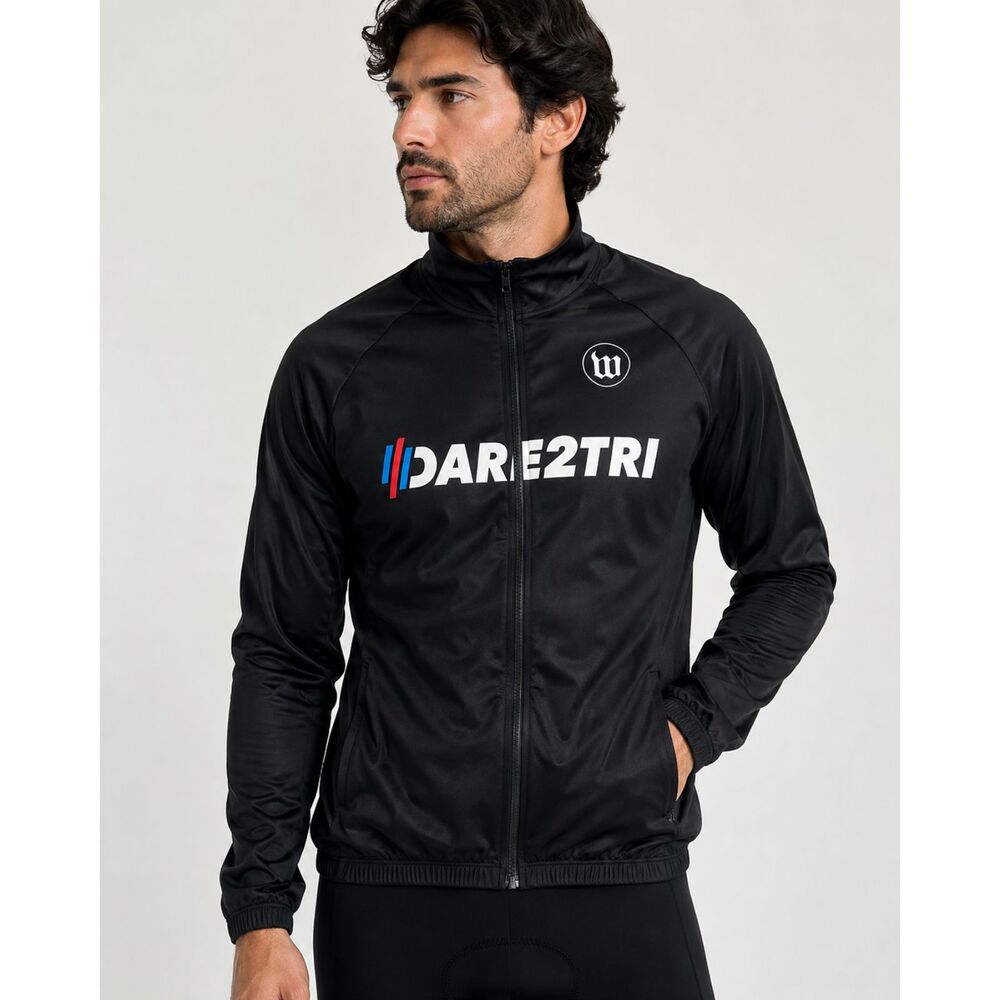 Wattie Ink x Dare2tri Men's M Cycling Windbreaker Jacket Black Triathlon